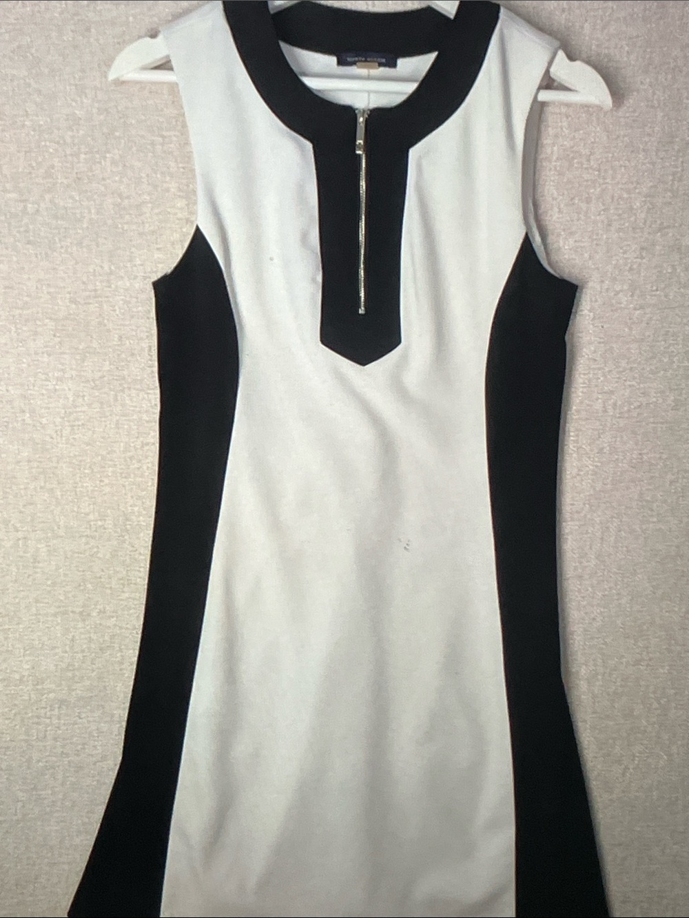 Tommy Hilfiger Black and White Sleeveless Zip-Front Midi Dress